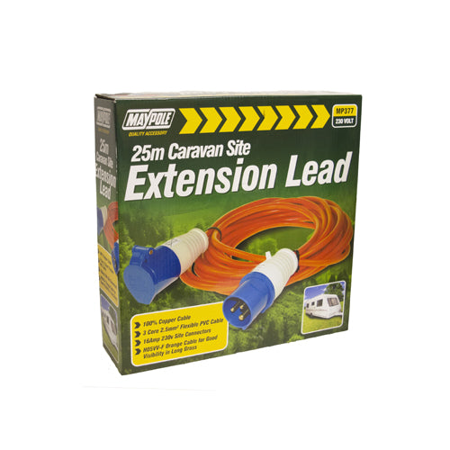 Maypole 230V 25m Caravan Site Extension Lead