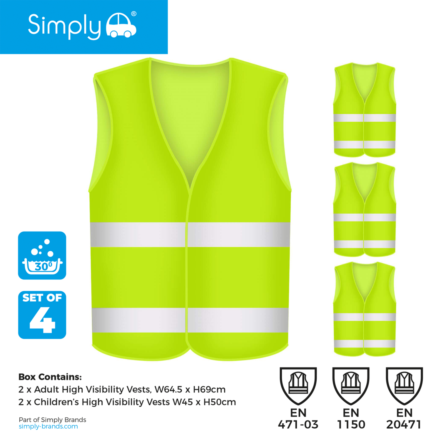 Simply Auto Family Pack High Viz 2 Adults 2 Children