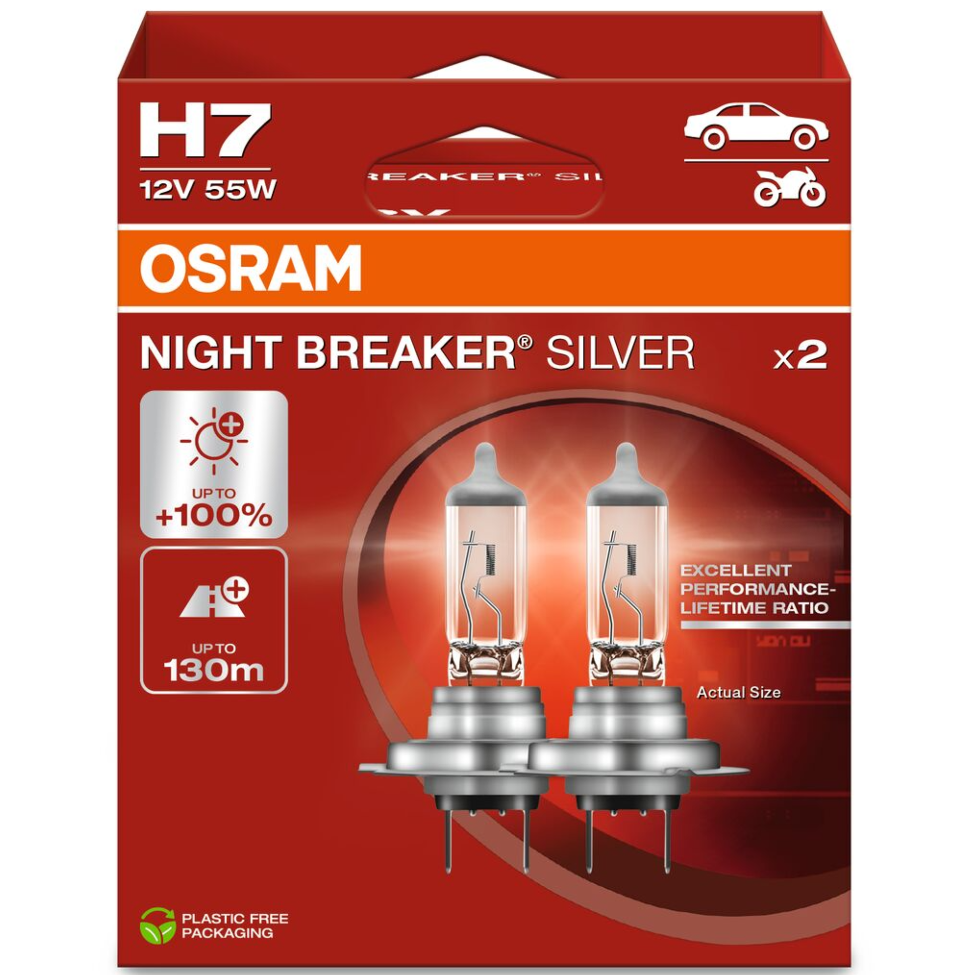 Osram H7 12V 55W Night Breaker Silver Twin Pack