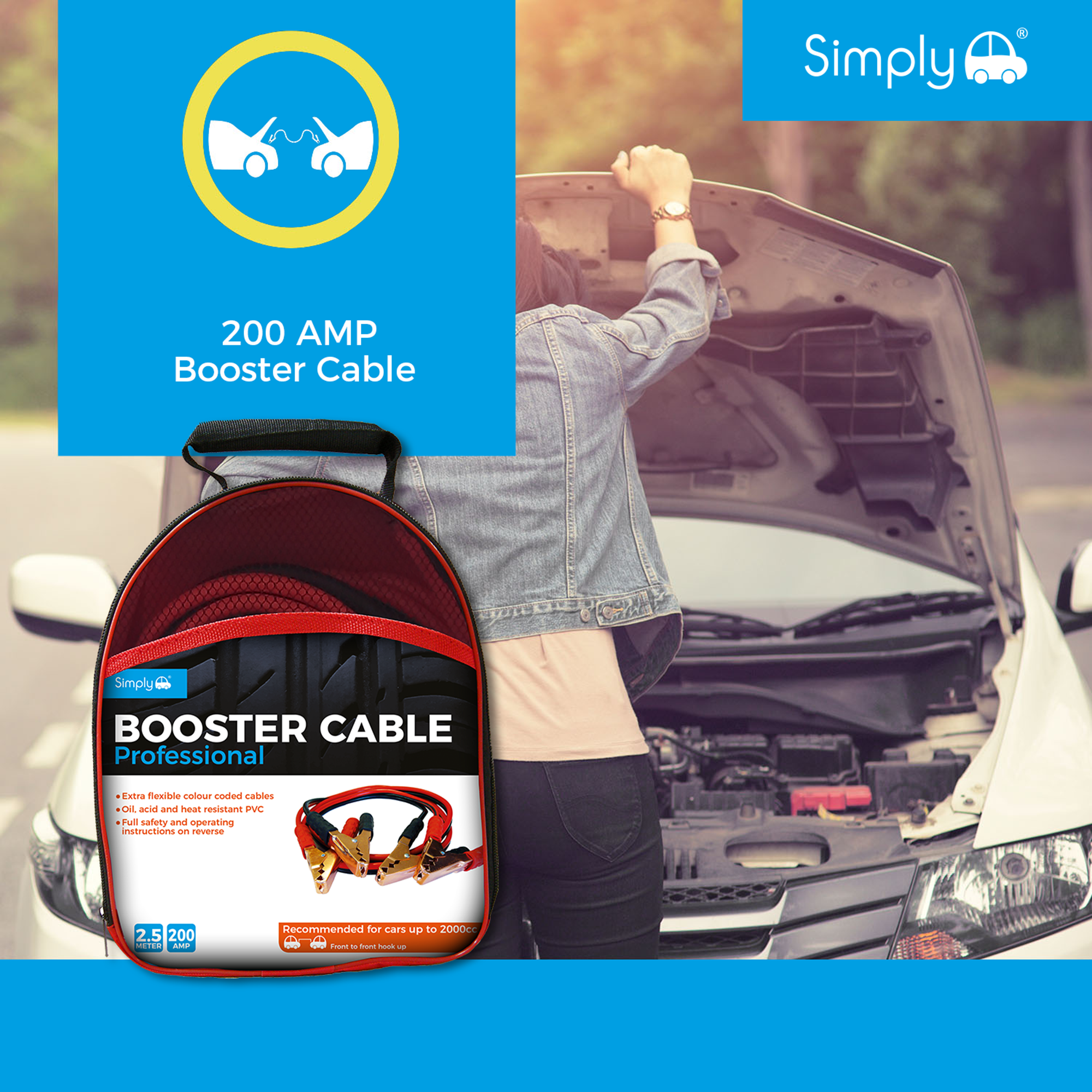 Simply Booster Cable Pro 2.5M 200Amp