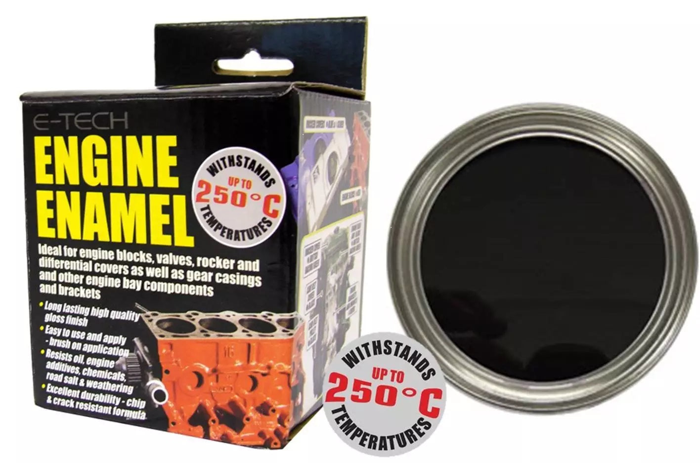 E-Tech Engine Enamel - Matt Black- 250ml Tin