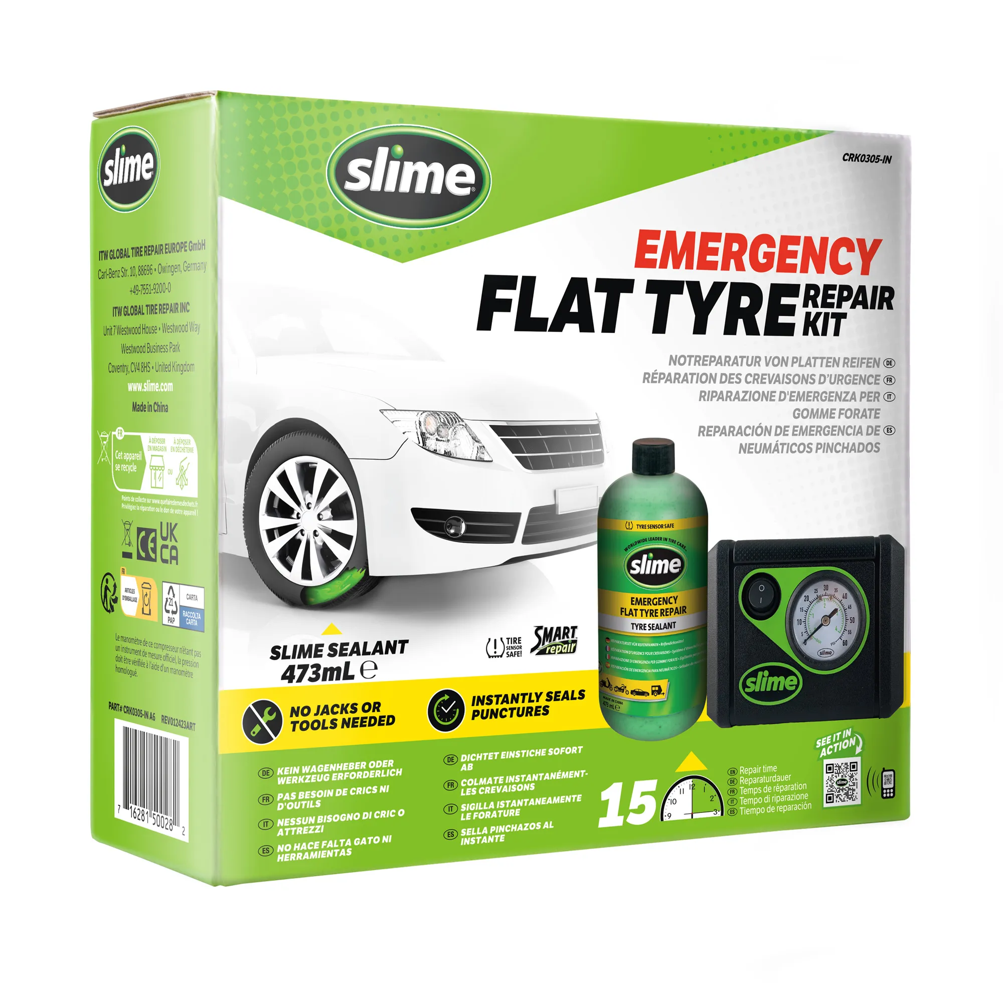 Slime Smart Repair Emergency Flat Tyre Repair