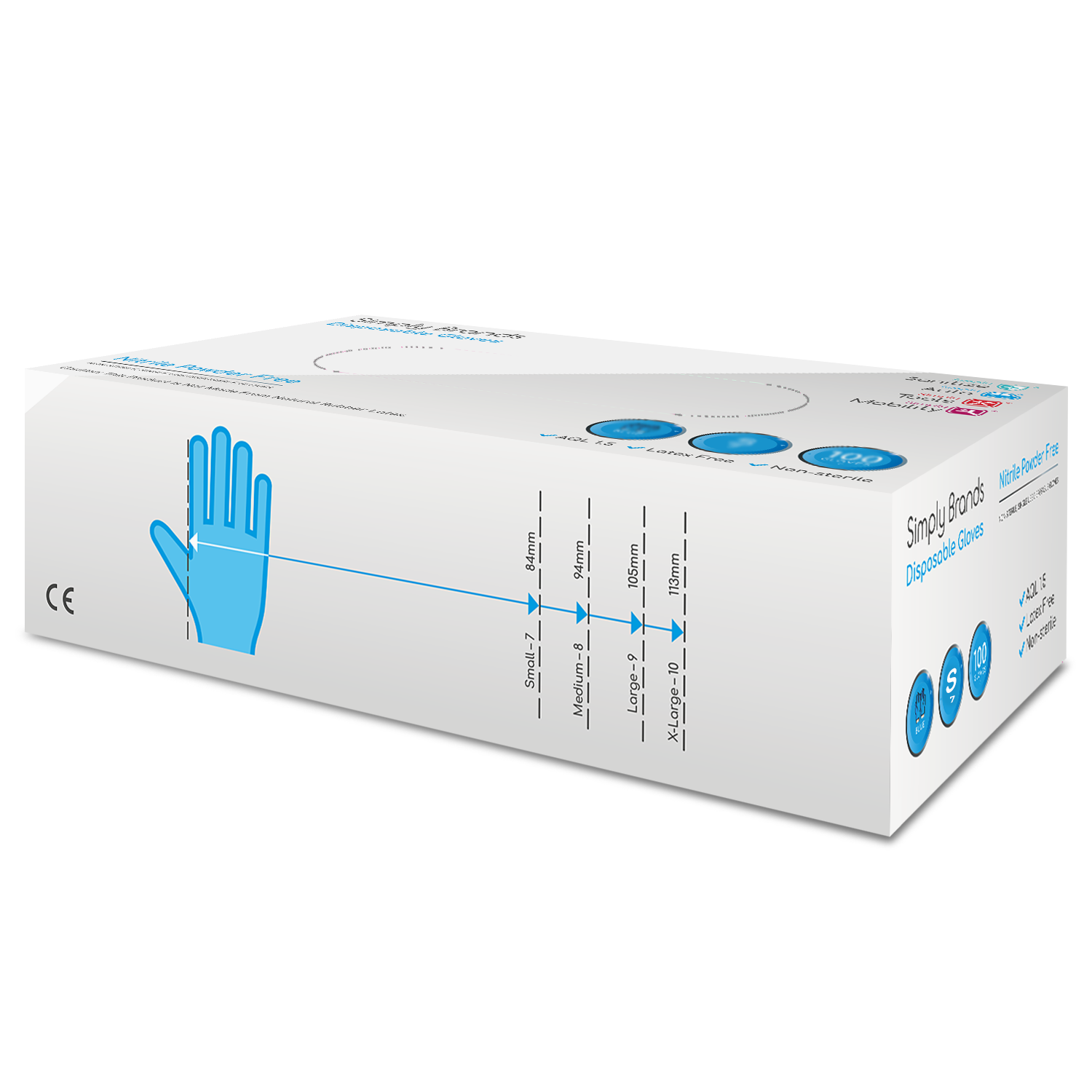 Simply Sanitize 100Pk X-Large Blue Nitrile Gloves