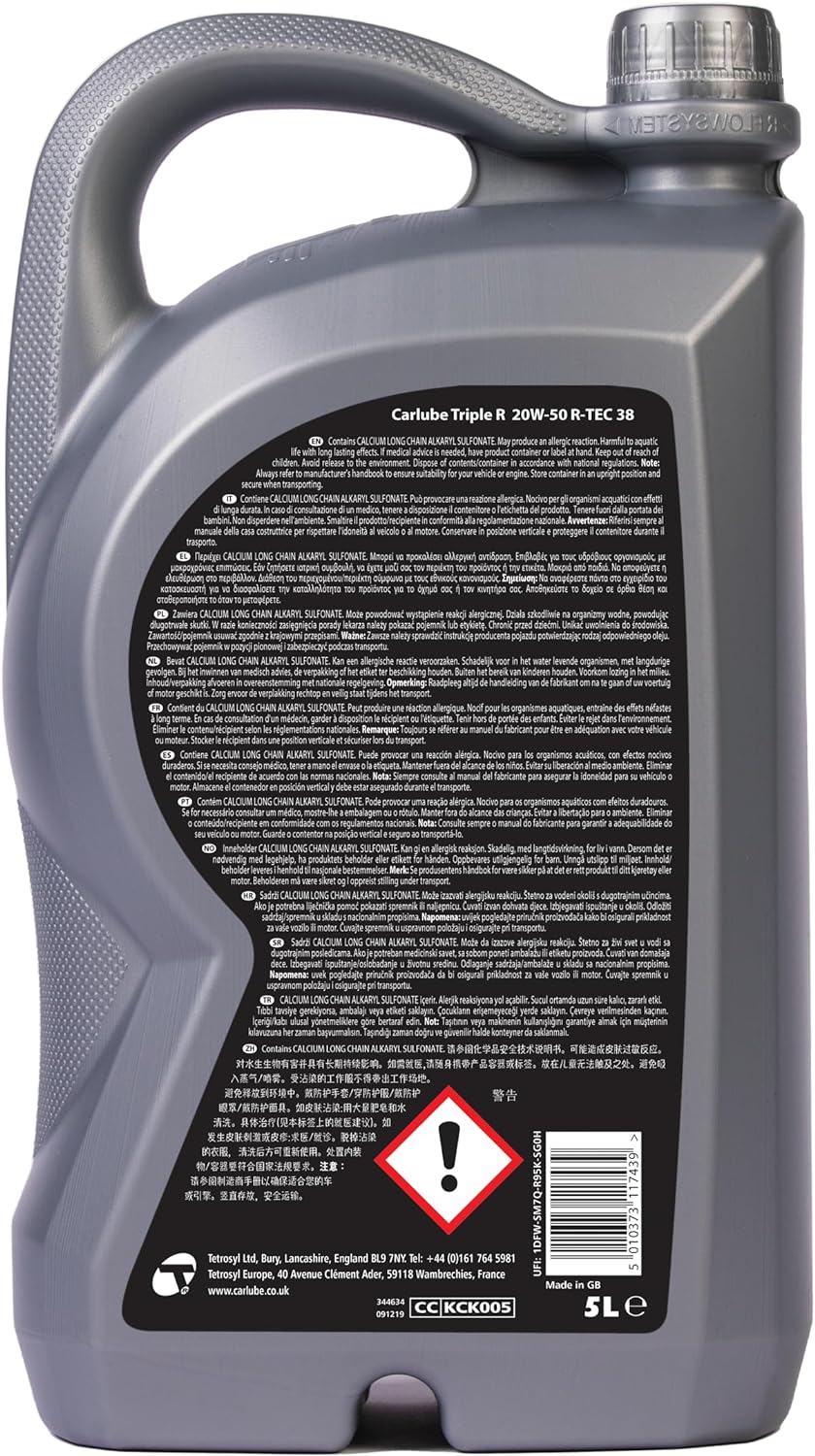 Carlube Triple R Engine Oil 20W-50 R-Tec 38 5L