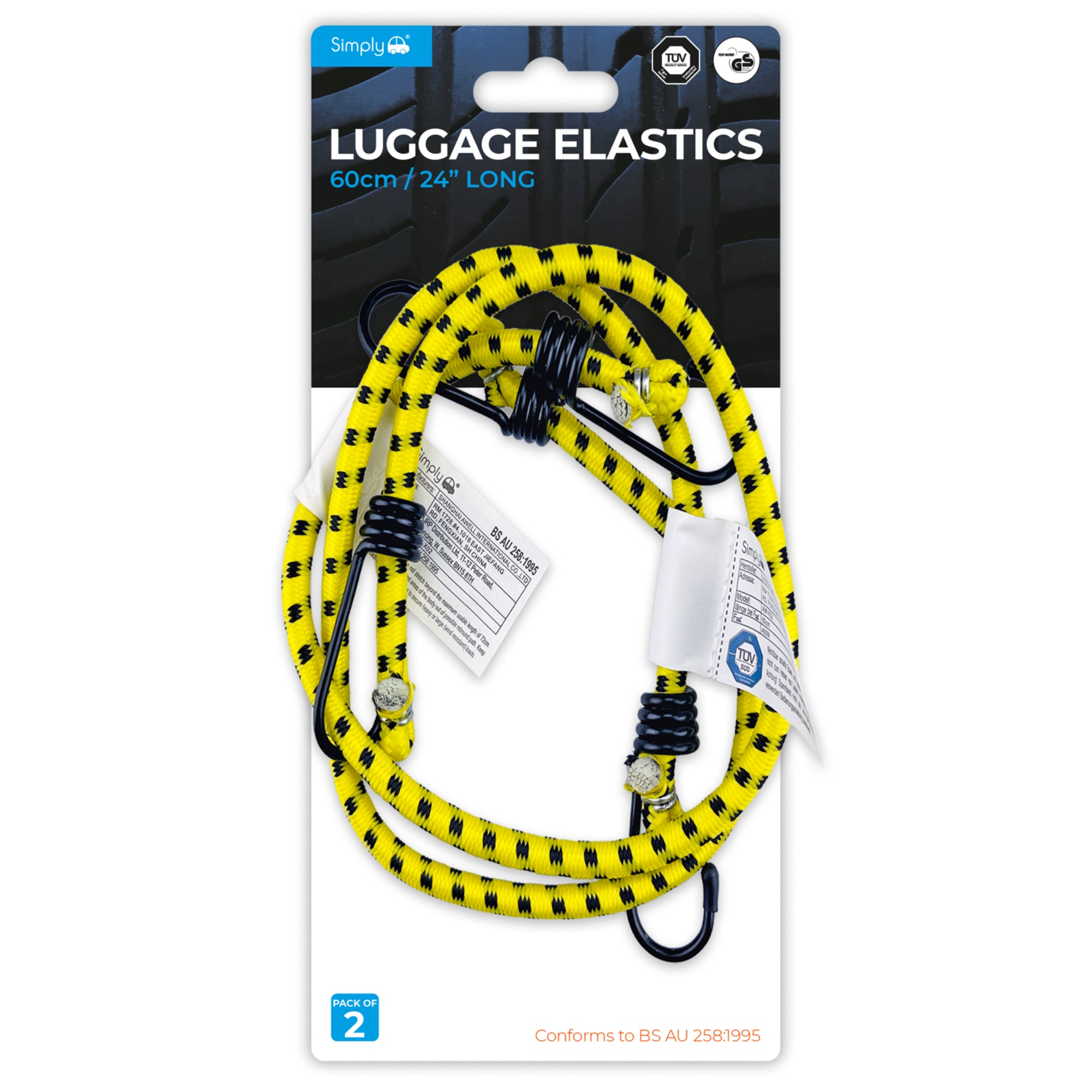 SIMPLY AUTO PK2 60CM LUGGAGE ELASTICS