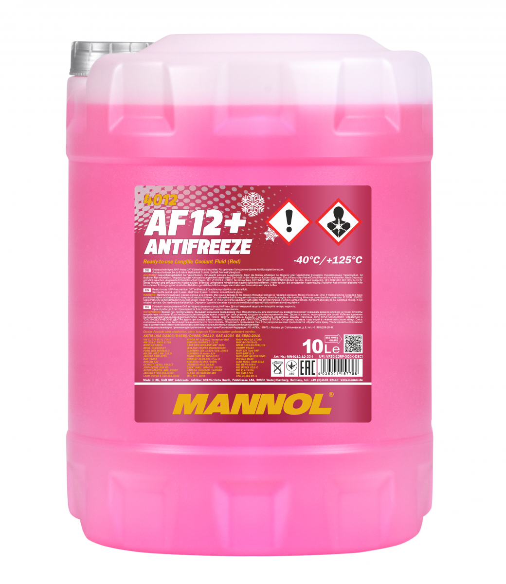 MANNOL Antifreeze AF12+ (-40 °C) Longlife 4012 10 Litres