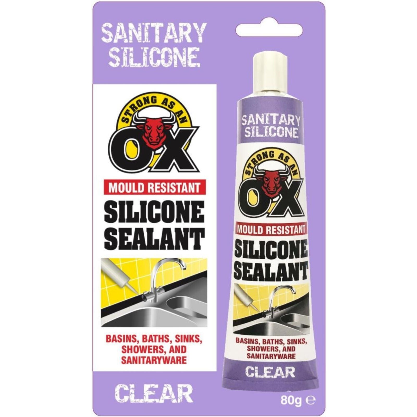 Strong As An OX Mould Resistant Clear Silicone Sealant 80g